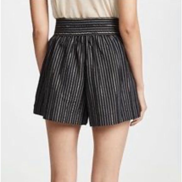 Plus 24 Wide leg paper bag waist belted Black/White Striped Shorts - Picture 10 of 13